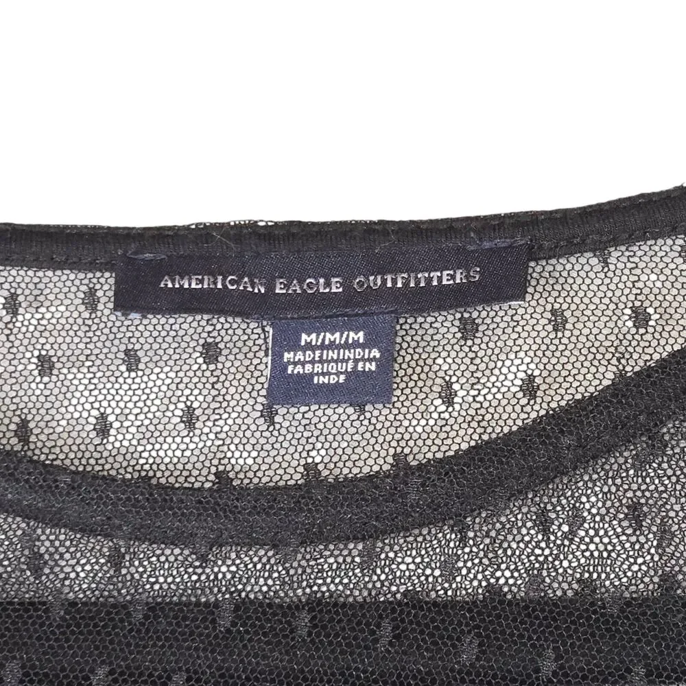 American Eagle Womens Small‎ Top Sheer Floral Embroidered Romantic Goth Cover Up